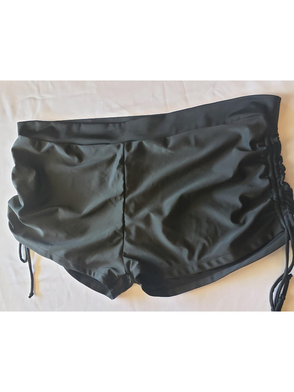 Womens XXL Black Swim Shorts Boyshort Bikini Bottom Ruched Side Drawstring
